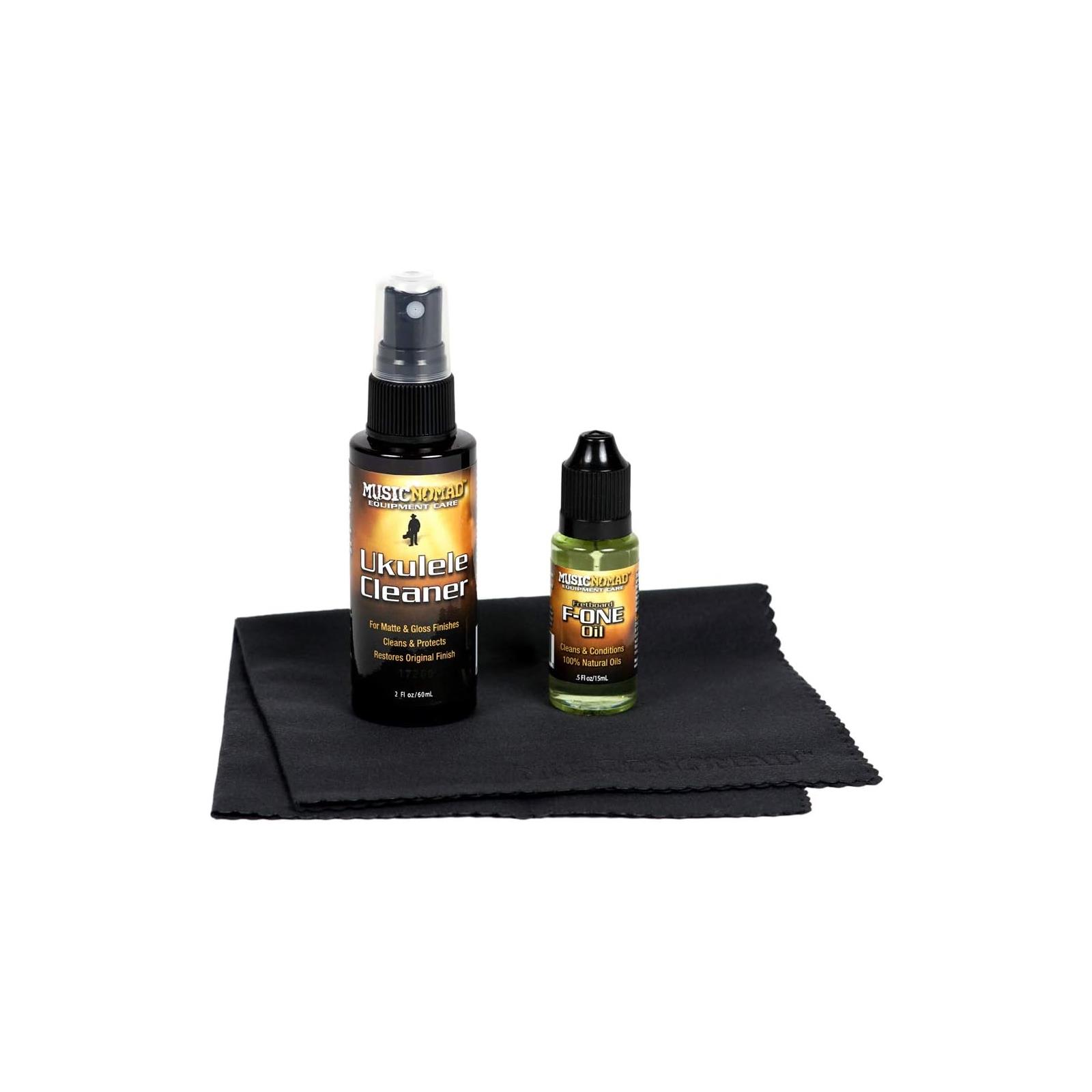 Music Nomad Premium Ukulele Care Kit (3 Pak) - Ukulele Cleaner, F-ONE(1/2 oz.), Cloth