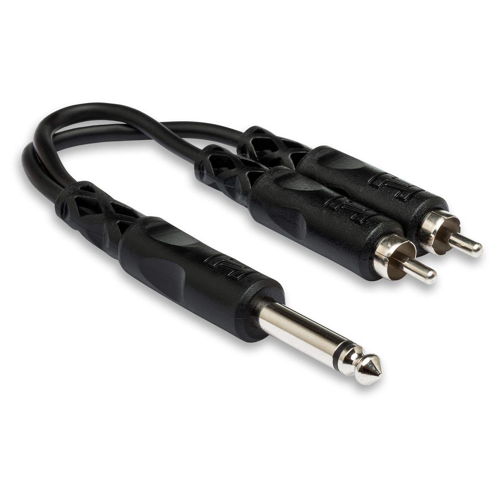 Hosa Y cable, 1/4 inch male to 2 RCA male