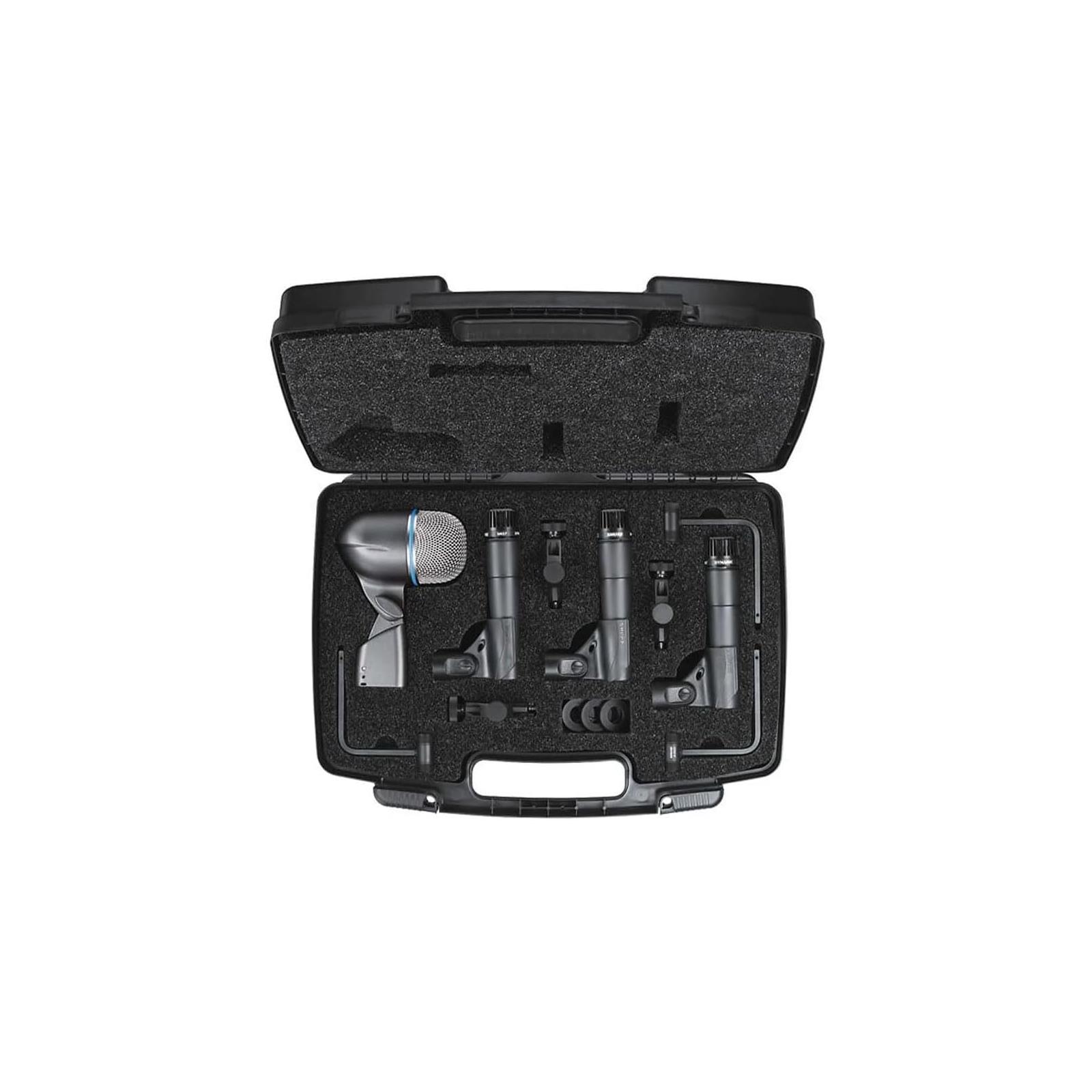 Shure Drum Microphone Kit, includes 3 SM57 Microphones, one BETA 52A Microphone, three A56D Drum-mounting Systems, and a Carrying Case
