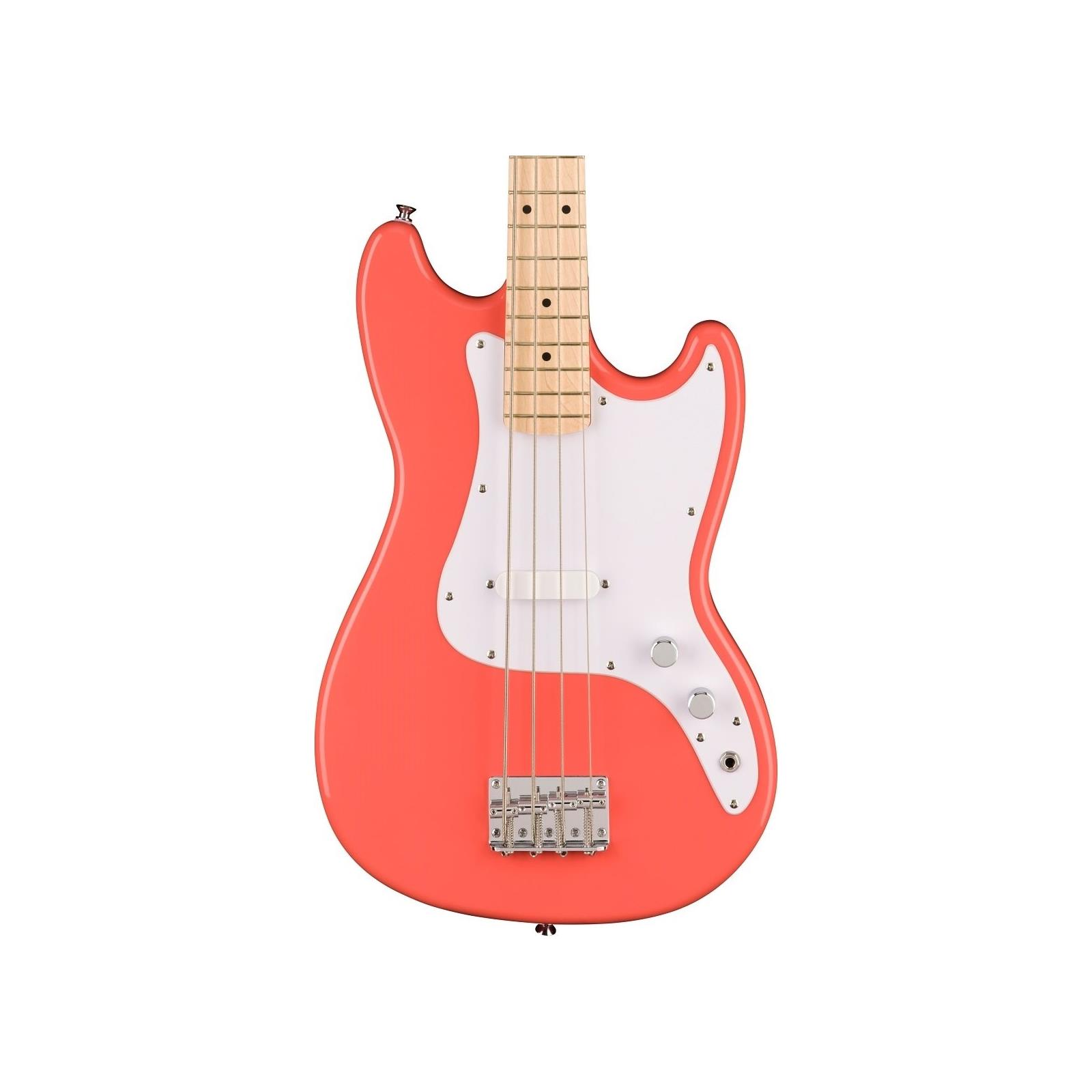 Squier Sonic Bronco Bass, Maple Fingerboard, White Pickguard, Tahitian Coral