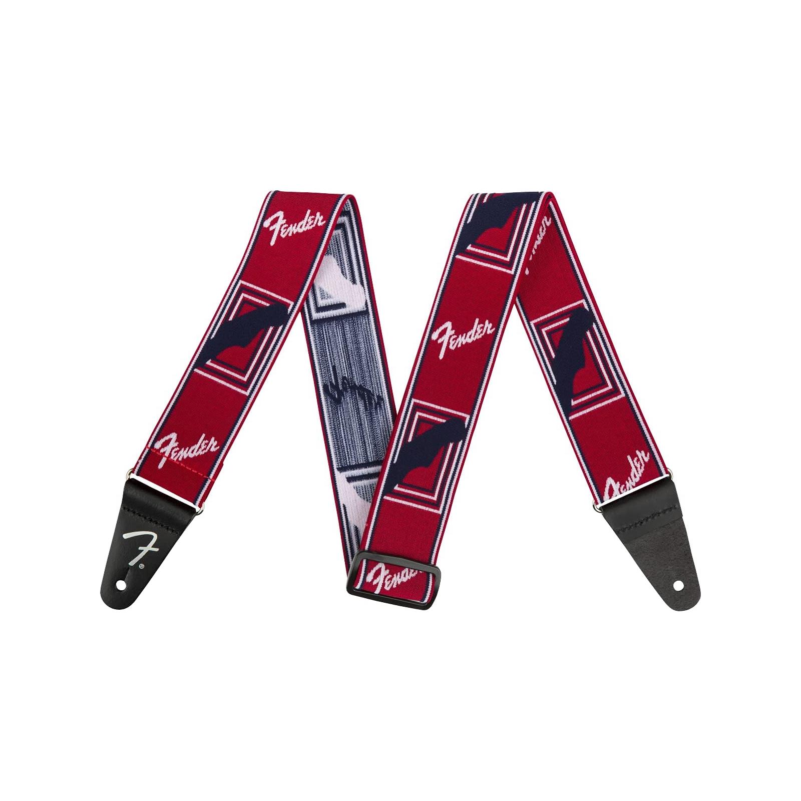 Fender WeighLess™ Monogram Strap, Red/White/Blue, 2"