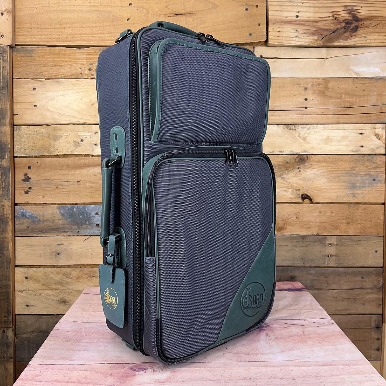 Gard Bags Elite Triple Trumpet Compact Gig Bag Navy Grey + Red w/ Aqua Leather